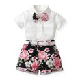 thumbnail image 2 of IROINNID Toddler Boys Short Sleeve Shirts&Shorts Cotton Formal Outfit Infant Print Birthday Gentlemen Set 2PC, 2 of 9