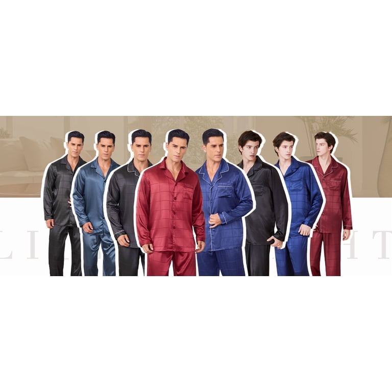 Onimisc Men's Satin Silk Pajama Set Long Sleeve photo 6