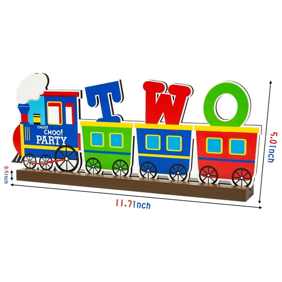 2ooya Train Wooden Ornaments Centrepiece Decoration, Colourful Train Tabletop Ornament for 2-Year-Old Birthday Gift,1pack