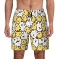 thumbnail image 2 of Picia Cartoon Chicken pattern Mens Swim Trunks with Compression Liner Stretch Beach Shorts Quick Dry with Zipper Pockets No-Chafing Board Shorts-Small, 2 of 9