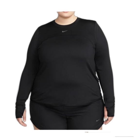 Nike Plus Size Active Dri-fit Swift Element Uv Crewneck Running Top - Black/reflective Silver