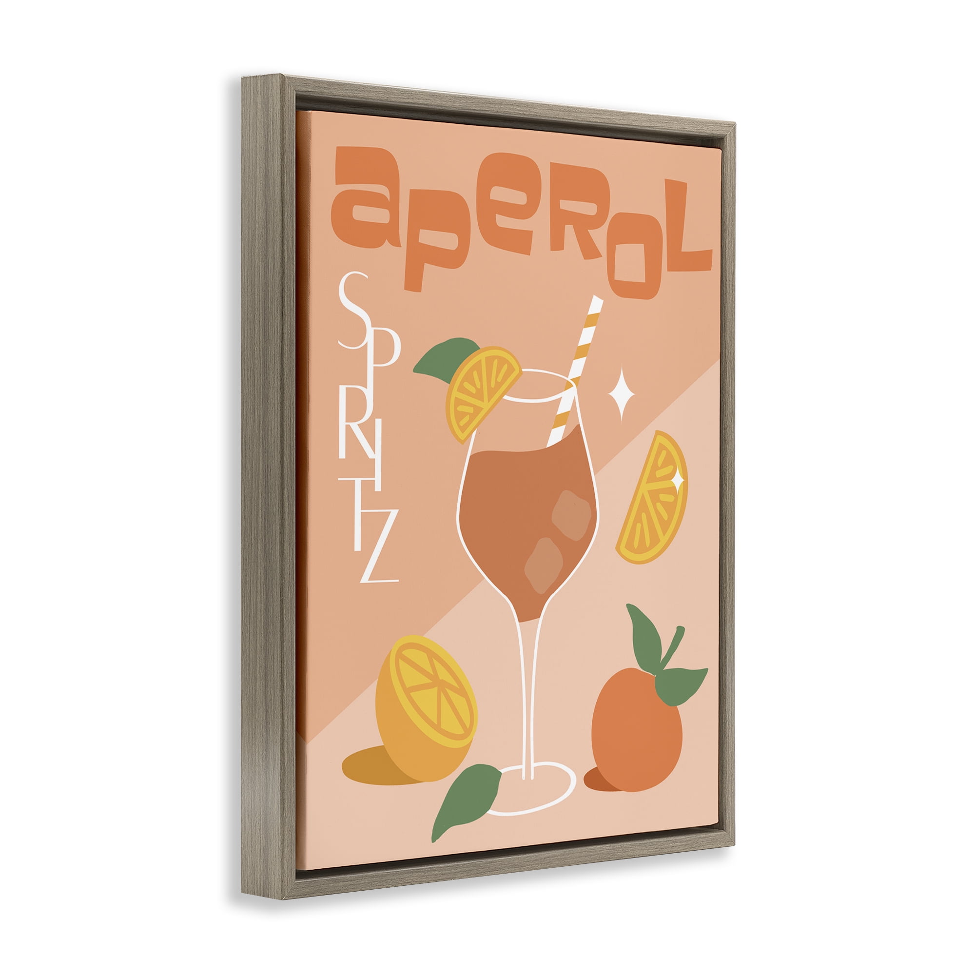 Stupell Industries Aperol Spritz Typography Food & Beverage Painting Brown Floater Framed Canvas Art Print Wall Art, 25 x 31