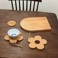 thumbnail image 5 of Posavasos de madera con forma de flor Jadeshay para bebidas, 5 of 5