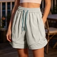 thumbnail image 7 of Women's High Waisted Nylon Dry Shorts with Side Pockets, Elastic Drawstring Waist, Tummy Control Workout Shorts for Women, Quick Dry for Running, Gym, Hiking & Casual | TruHer,Gray 3XL, 7 of 7