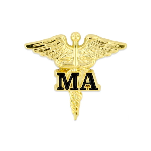 PinMart's Medical Assistant MA Gold Caduceus Lapel Pin