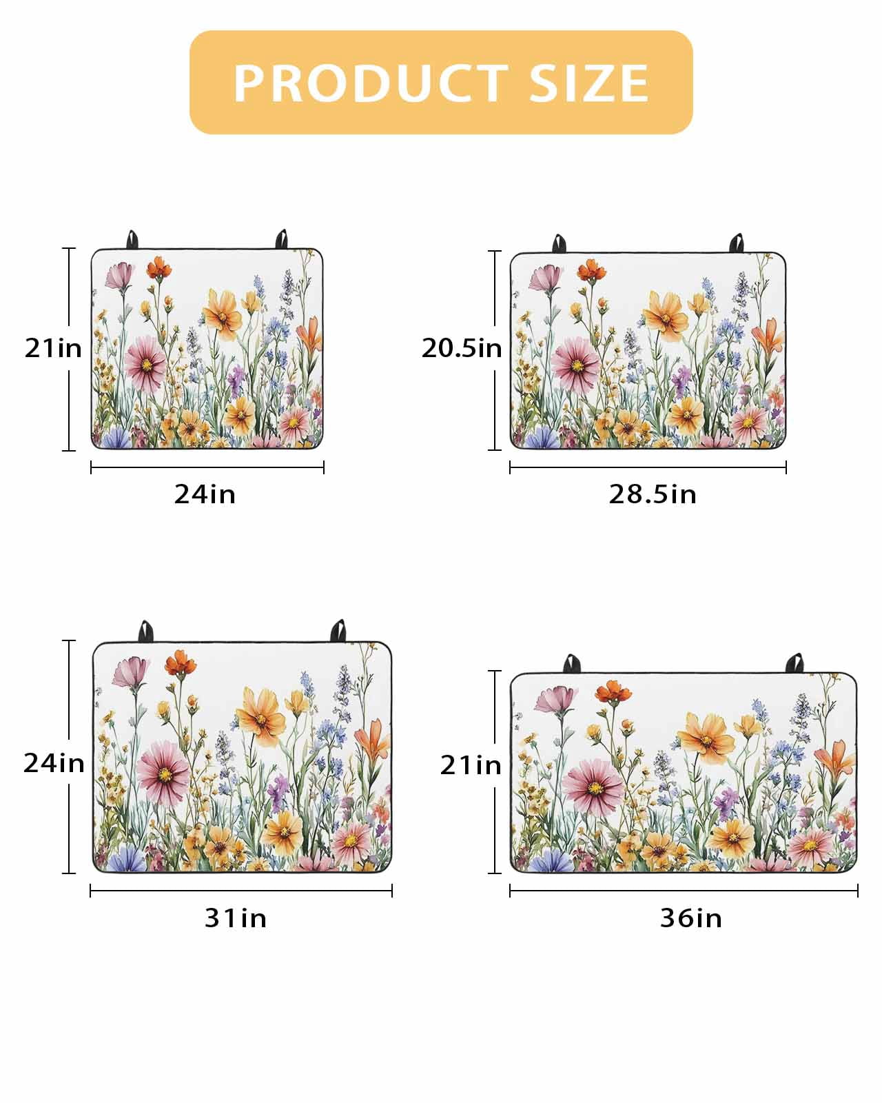 nqOlkjepod Large Induction Cooktop Protector Mat 24"x21", Spring Floral Stove Top Covers for Electric Stove, Yellow Pink Flowers Watercolor Farmhouse Stove Burner Cover Mats, Glass Top Stove Cover