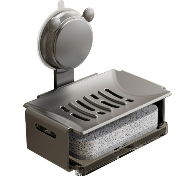 Fiudx Liquidación de ofertas flash Jaboneras Jabonera portátil Contenedor de viaje Barra Caja de jabón Soportes para jabón Montaje en pared Bandeja de jabón de doble capa Jabonera escurridora Sin per