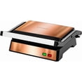 thumbnail image 7 of OVENTE Electric Panini Press Sandwich Maker with Non-Stick Coated Plates, Opens 180 Degrees to Fit Any Type or Size of Food, 1000W Indoor Grill Perfect for Quesadillas, Burgers & More, Copper GP0620C, 7 of 7