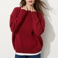 thumbnail image 4 of Lovskoo 2024 Sweaters for Women Winter Trendy Long Sleeve Round Neck Pullover Sweater Claret, 4 of 4