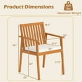 thumbnail image 3 of Costway 2 PCS Patio Dining Chairs with  Removable Padded Cushion Armrests Acacia Wood, 3 of 9