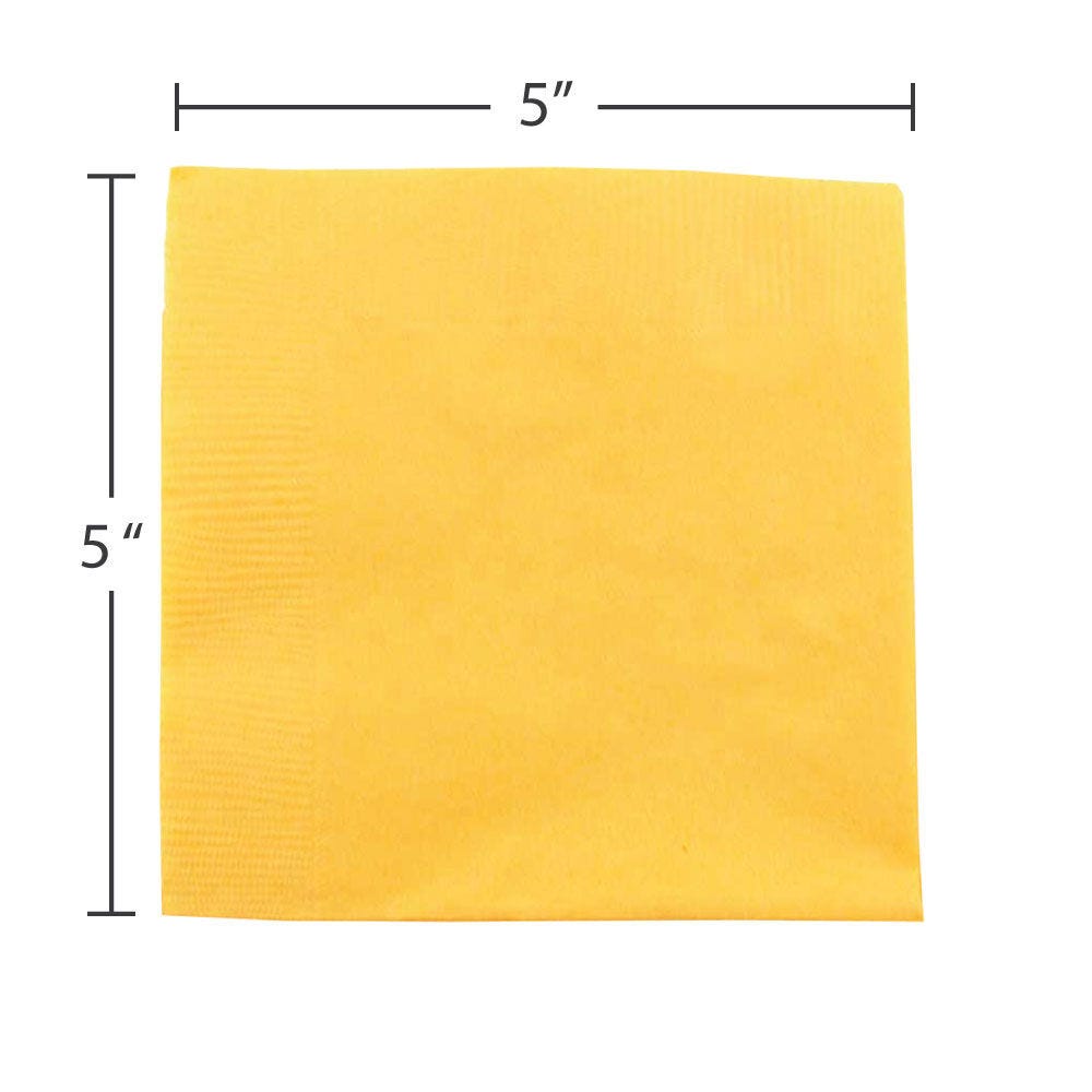 JAM Paper Small Beverage Napkins, 5 x 5, Yellow, 40/Pack
