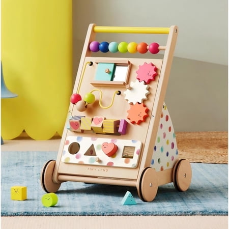 Tiny Land Wooden Baby Walker, Adjustable Speed Baby Push Walker for Boys and Girls, Montessori Activity Center Push Toy for Kids Development