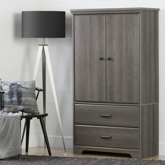 South Shore Versa 2-Door Armoire with Drawers, in Gray Maple