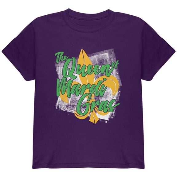 The Queen of Mardi Gras Youth T Shirt Purple YMD
