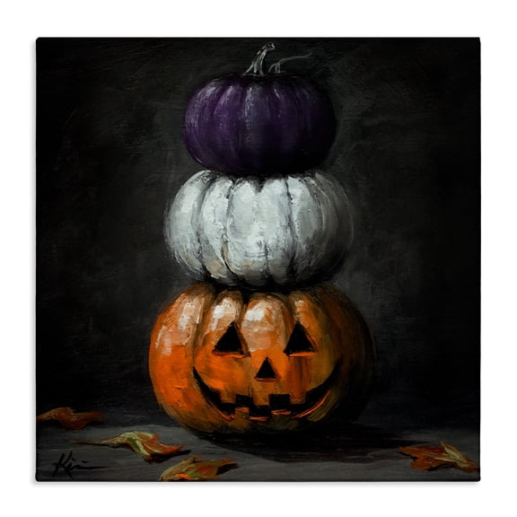 Stupell Industries Vintage Halloween Pumpkin Stack Canvas Wall Art design by Lindsay Kivi Fine Art, 17 x 17