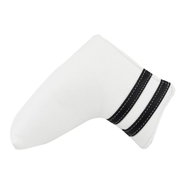 pitrice Housse de Putter à Lame de Golf, Tête de Golf Magnétique, Housse Blanche de Golf pour Protection, Putter de Club Blanc 14x13 cm