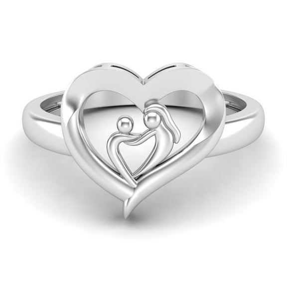 Mooneye 925 Sterling Silver Mother Daughter Women Love Heart Ring