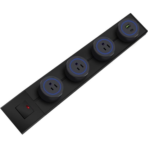 TIANDGP Track Outlet; Removable Electrical Outlet Track System, 19.68 inch Power Track 8000w, 3 AC Outlet adapters 1875W,USB-C PD 20W Supercharging for Home Kitchen, Living Room, Office- Black