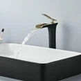 thumbnail image 5 of Large waterfall faucet with mixer tap 1 hole installation washbasin faucet black lacquered or chrome hot and cold basin faucet bronze, 5 of 5