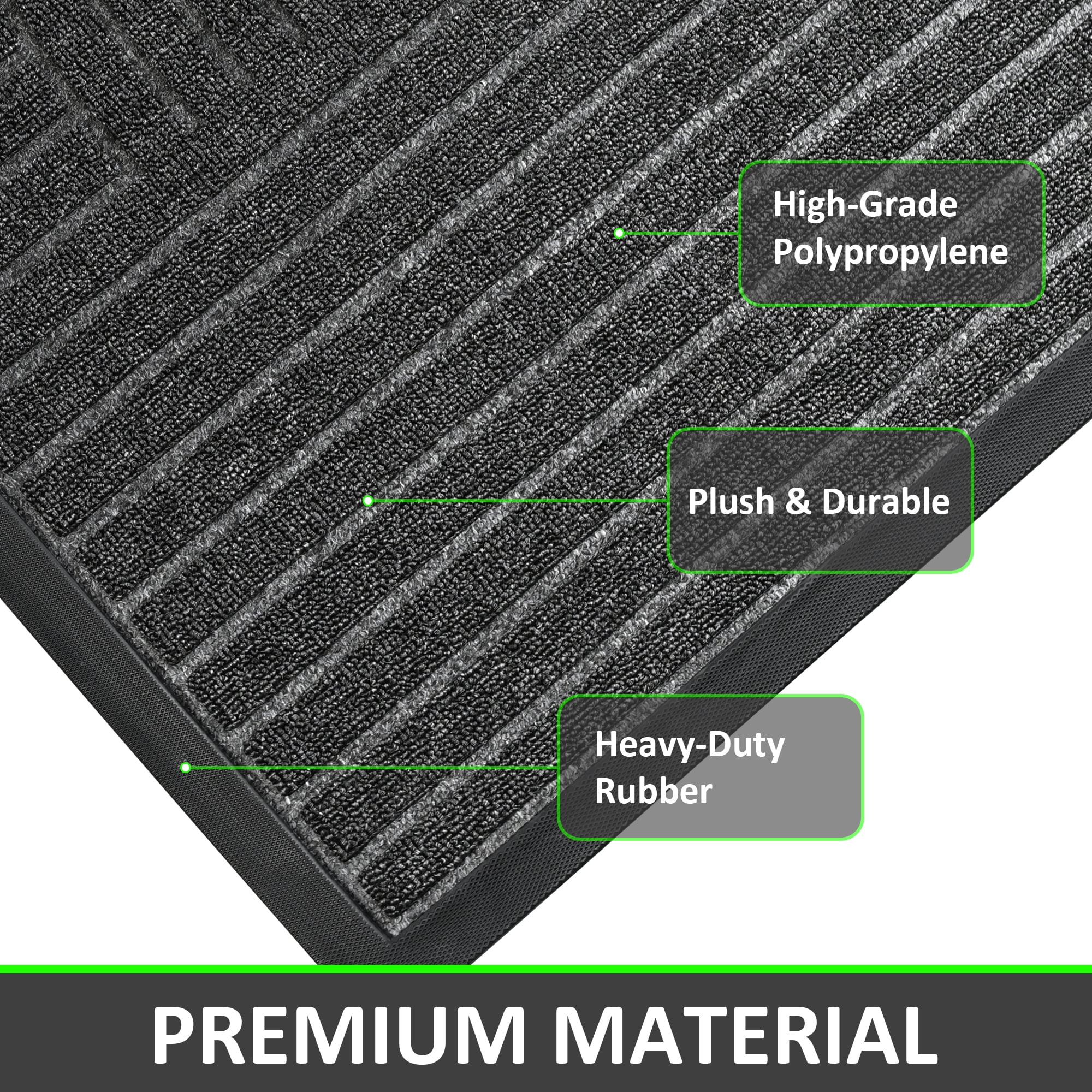 Vaparinckl Outdoor Mat, Non Slip 17"x30" Doormat, Front Door Welcome Mat, Absorbent Rubber, Low Profile Dirt Trapper Indoor Rug For Entryway & Outside Entrance, Gray