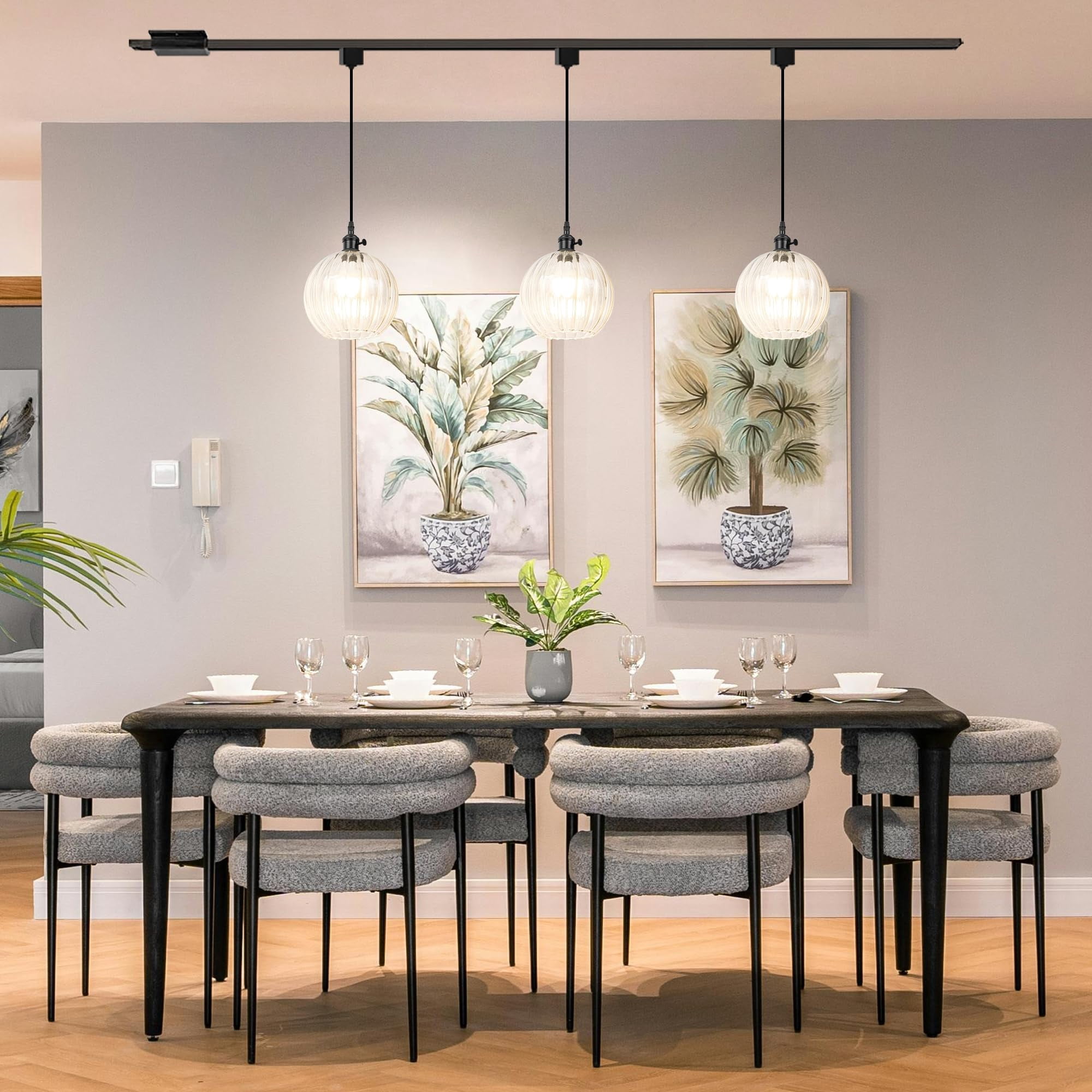 Kiven H-Type track lighting pendants,1-Light Modern h track pendant lights with Art Glass Lampsade,Decorative Track Lighting Fixture for Hallway Kitchen Island TB3604