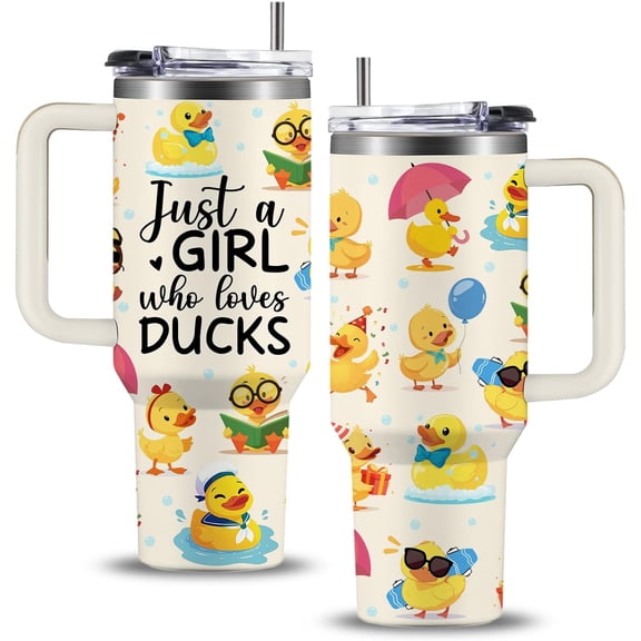 Duck Gifts For Women, Just a Girl Who Loves Duck Gifts Tumbler 40oz, Rubber Ducks Birthday Christmas Gift For Ducks Lover