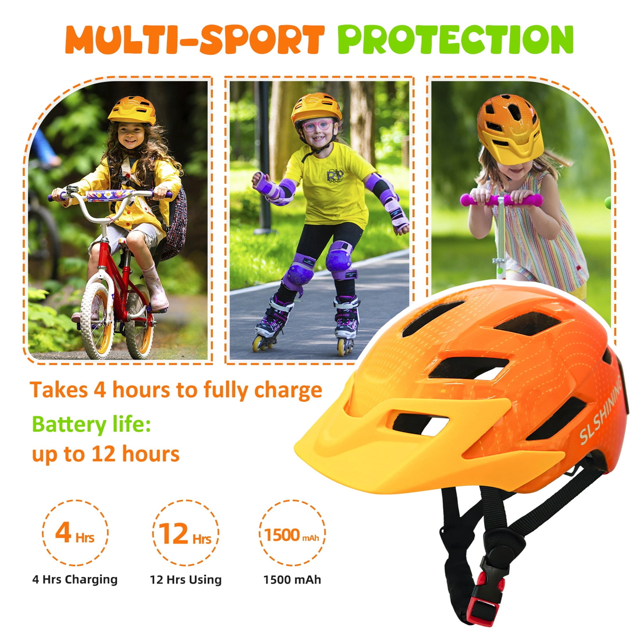 Kids Bike Helmet with LED Display & Remote Control, 64 Light Patterns, Turn & Stop Signals, Multi-Sport Helmet for Toddler & Youth Ages 3-14, Safe for Boys Girls Bicycle Scooter Mountain Bike