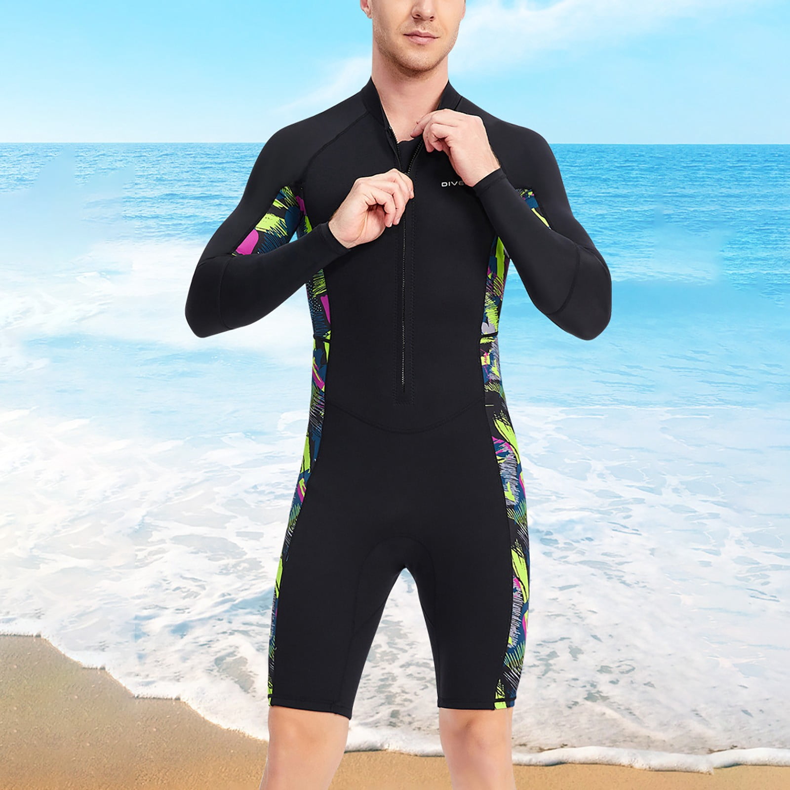 Wet Suit For Men Cold Water Swimming 1.5MM Swimwear Monokini Bodysuit Men Swim Shorts Holiday Swim Wear