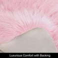 thumbnail image 4 of Ghouse Round Pink Area Rug 3 feet, Thick and Fluffy Faux Sheepskin Machine Washable Circle Plush Carpet, Faux Sheepskin Rug for Living Room, Bedroom, Kids Room, 4 of 5