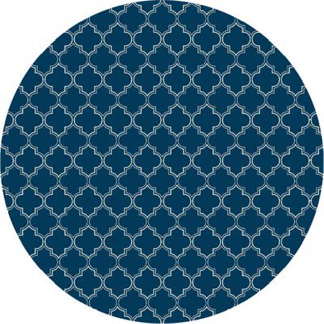 Aspen Brands RUGC9B55 Tapis Design Cercle Quaterfoil 5 x 5 Pi. - Bleu & Blanc