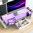 thumbnail image 7 of Desk Dual Monitor Stand Riser With Drawer  Purple, 7 of 7