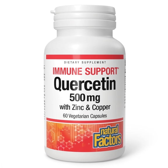 Natural Factors Quercetin 500 mg with Zinc and Copper for Added Immune Support, 60 Capsules