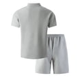 thumbnail image 4 of Gytharion 2 Piece Fashin Walffe Outfits for Men Stand Collar Short Sleeve Shirt with Drawstring Elastic Waist Shorts Sets Soild Color Casual Outfits, 4 of 4