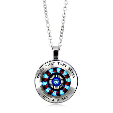 - KABOER 1 PCS Gemstone Pendant Proof That Tony Stark Has A Heart Necklace Gift for Men and Women Father's Day gift