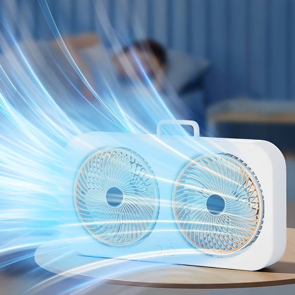 ACDANC Window Fan for Bedroom,15.7" 2 Speed Individual 180 Degree Rotating Fan Heads,Auto-Locking Expanders,Window Exhaust Fan,Removable Bug Screen