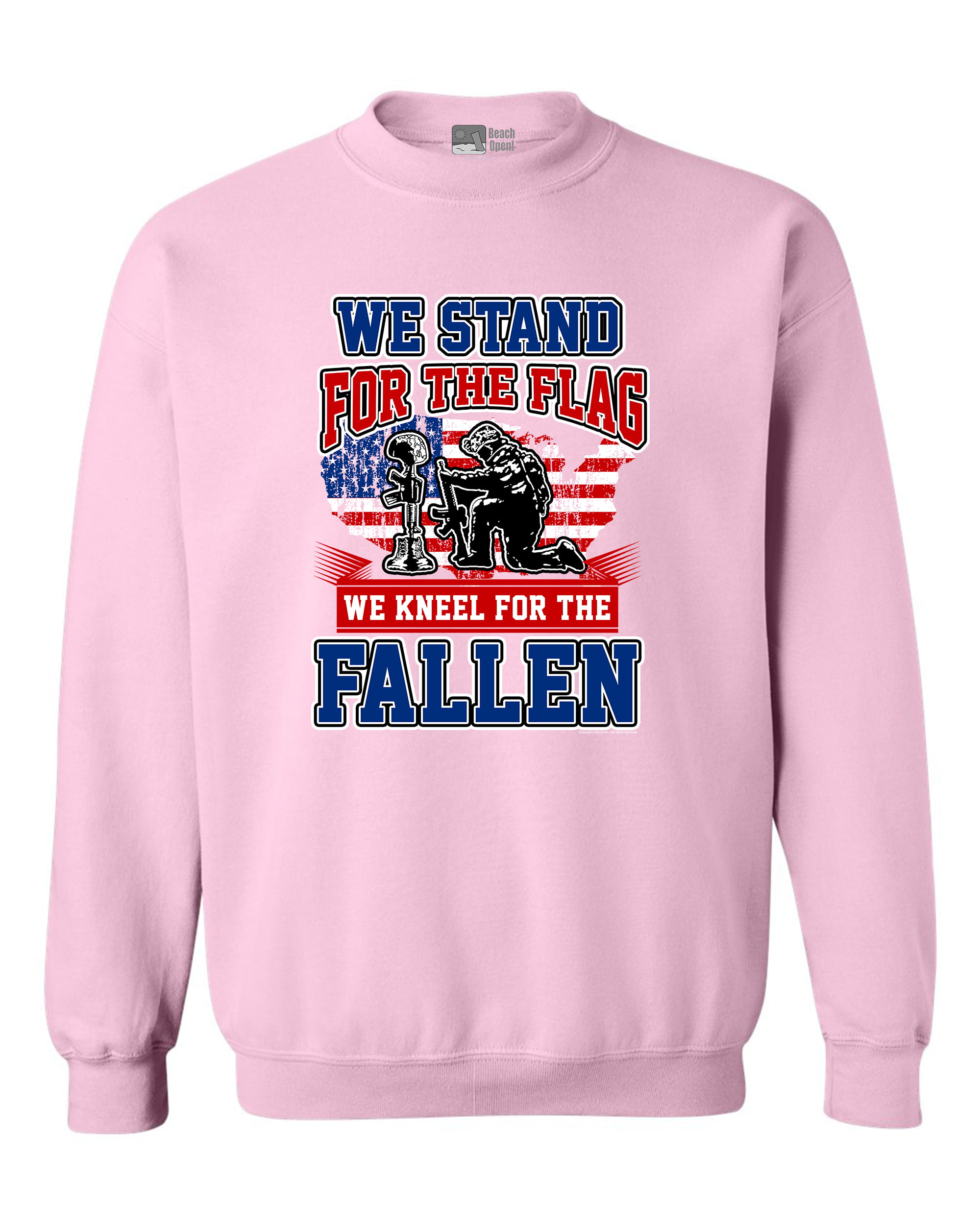 E DT Crewneck Sweatshirt We Stand For The Flag And We Kneel For The Fallen USA 
