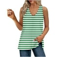 thumbnail image 2 of Xihbxyly Women Tank Tops Fashion Striped Print V-Neck Tunic Tops Casual Loose Fit Sleeveless Standard Straps Blouses, 2 of 7