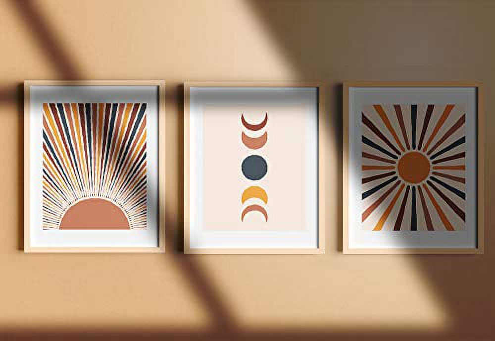 Haus and Hues Mid Century Modern Wall Art Boho Wall Decor Set of Sun  Art Print Boho Wall Prints Mid Century Decor