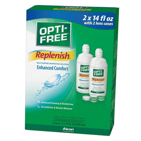 Opti-Free Replenish Multi-Purpose Contact Solution, 14 Oz, 2 (Best Deals On Contact Lenses)