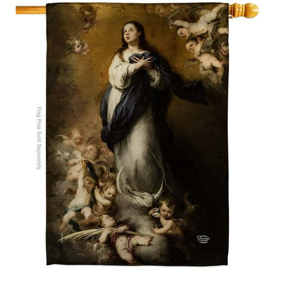 Ornament Collection H192375-BO 28 x 40 in. Immaculate Conception House Flag with Religious Faith Double-Sided Decorative Vertical Decoration Banner Garden Yard Gift