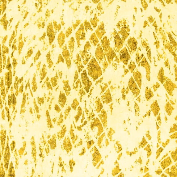 Ahgly Company Indoor Square Abstract Yellow Modern Area Rugs, 3' Square