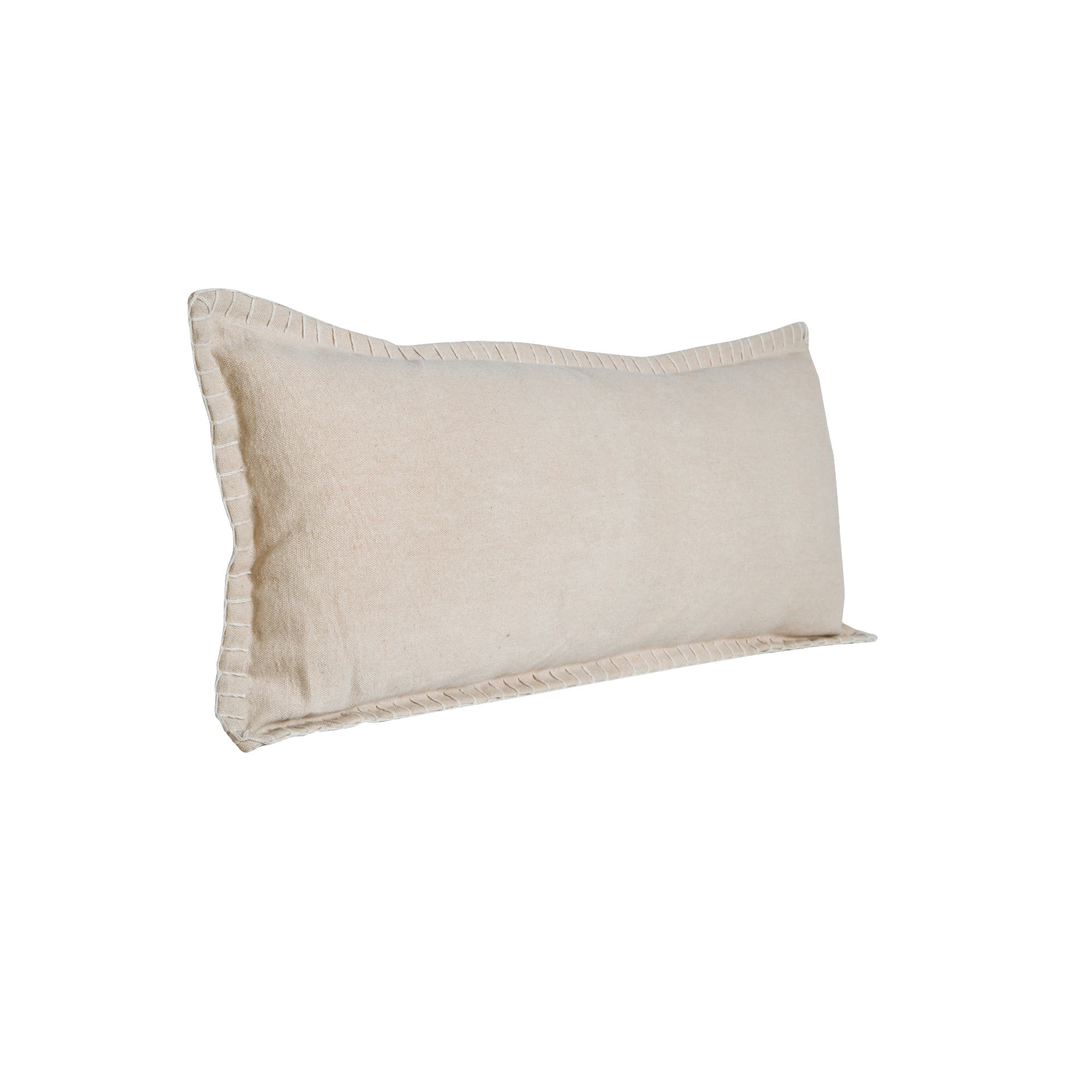 Laddha Home Designs Handwoven Whipstitch Cotton Lumbar Pillow Cover - 36" - Beige