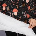 thumbnail image 3 of Oversized Wearable Blanket Hoodie,Red Mushroom Grass Black Pattern Sherpa Blanket Hoodie with Super Pockets,Super Warm Fuzzy Pullover for Women & Men, 3 of 6