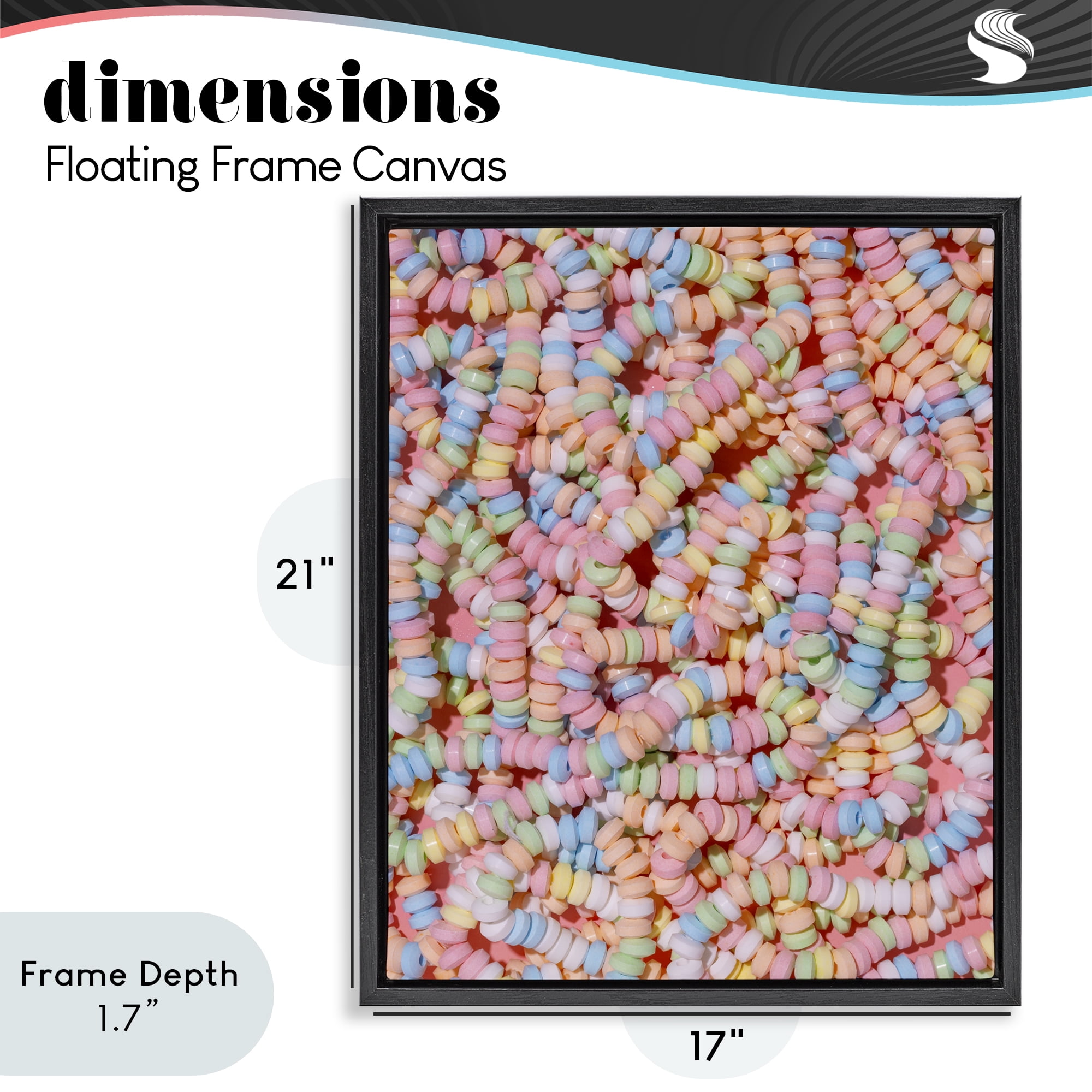 Stupell Industries Pastel Candy Necklace Black Framed Floater Canvas Wall Art, design by LISH Creative