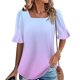 thumbnail image 2 of Blusas de Manga Corta para las Mujeres, Moda Verano Impreso, Blusas de Cuello Redondo, Chaqueta de Manga Corta para las Mujeres, 2 of 8