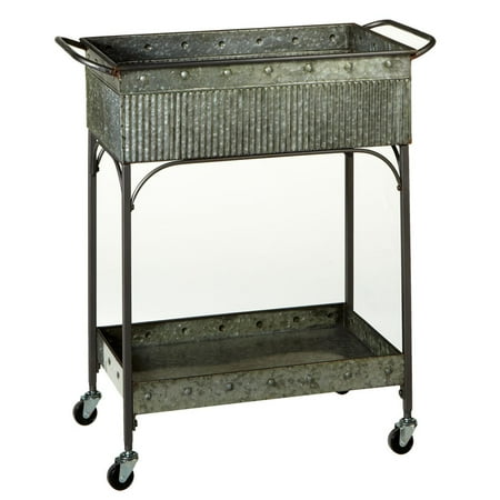 32" Gray Resin Two Tier Indoor and Outdoor Serving Cart ...