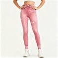 thumbnail image 4 of Favoffer Women's Imitation Denim Yoga Pants High Waist Tight Fit Hip Lifting Tummy Control Stretch Casual Trousers Outdoor Fitness Activewear, 4 of 7