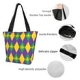 thumbnail image 6 of Gaeub Mardi Gras Printed Tote Bag Grocery Bag Reusable Shoulder Bag with Zip for School Kitchen Park DIY, 6 of 9