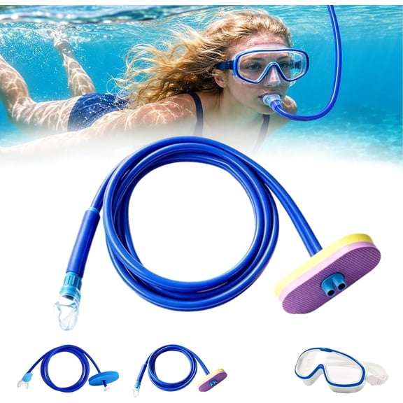 Swimming Snorkel Swim Long Pipe Gear, Ergonomic Full-Dry Underwater Breathing Device with Float Head, Durable Long Snorkel Tube for Adult Water Sports, Lap Swimming &Diving