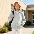 thumbnail image 5 of XAOFW Lightweight Zipper Hoodies For Kids Girls Boys Long Sleeve Solid Color Hooded Sweatshirt Casual Autumn Winter Cozy Pullover Trendy Tops 5-6 Years, 5 of 6